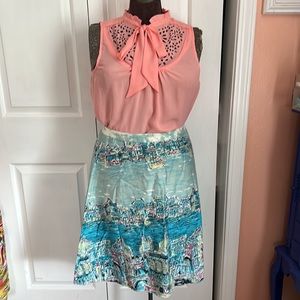 Anthropologie Maeve Pink Sleeveless bow tie blouse size 10